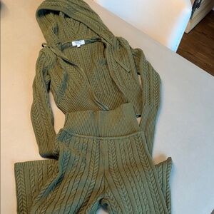 Frankie’s Bikinis knit hoodie and pants- Olive. Like new. So comfy - selling set